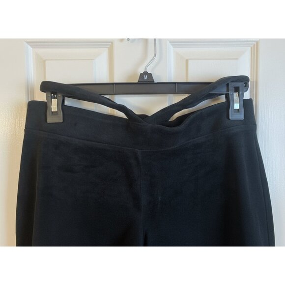 Juicy Couture Black Velour Pants Crisscross Waistband Y2K Lounge Low Rise - Picture 2 of 5